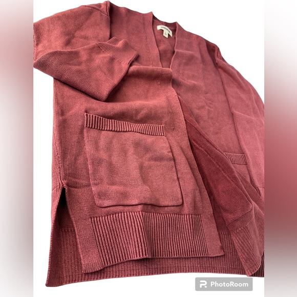 Goodthreads Women Mineral Wash Burgundy Open Cardigan Sweater Size Small - Picture 4 of 11